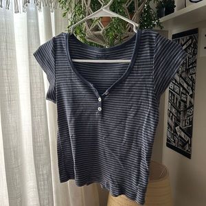 brandy melville blue striped shelly top